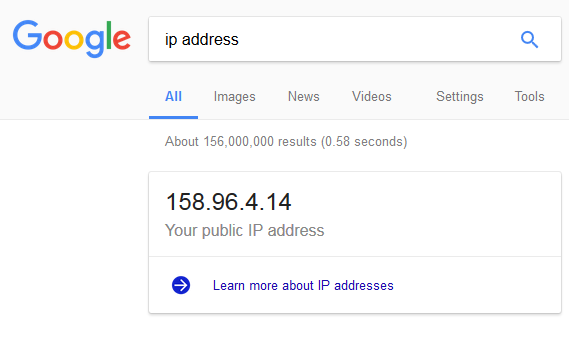 Google IP address lookup